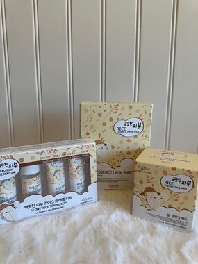 Rice Cleansing & Essence Mask Set - Cream/Beige